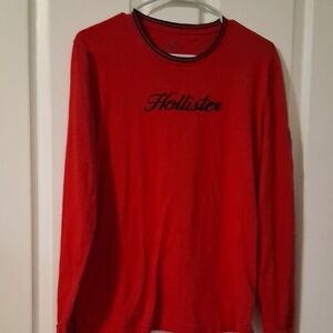 Hollister Men's Bright Red Long-Sleeve Crewneck Sweatshirt
